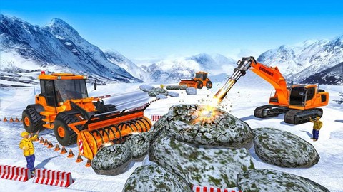 雪地挖掘机救援行动图1