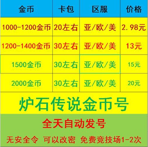 炉石传说金币号怎么样