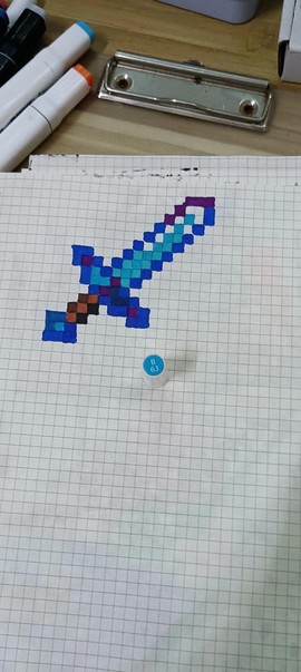 我的世界钻石剑怎么画