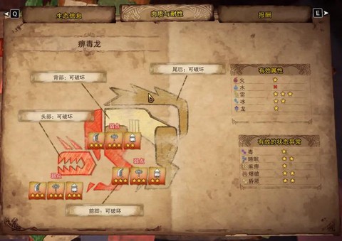 怪物猎人肉质表怎么看