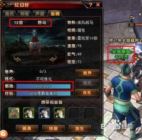轩辕传奇坐骑怎么繁殖